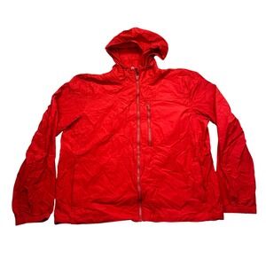 FatFace Pack Away Mac Jacket Mens XL Red Full Zip Hooded Windbreaker Grunge